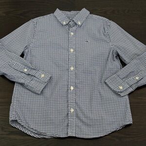Vineyard Vines Navy and White Checkered On-The-Go performance shirt